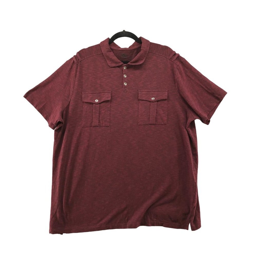 R&R Mens‎ Iconic Polo Shirt Size XXL Short Sleeve Chest Pocket Burgundy Plum